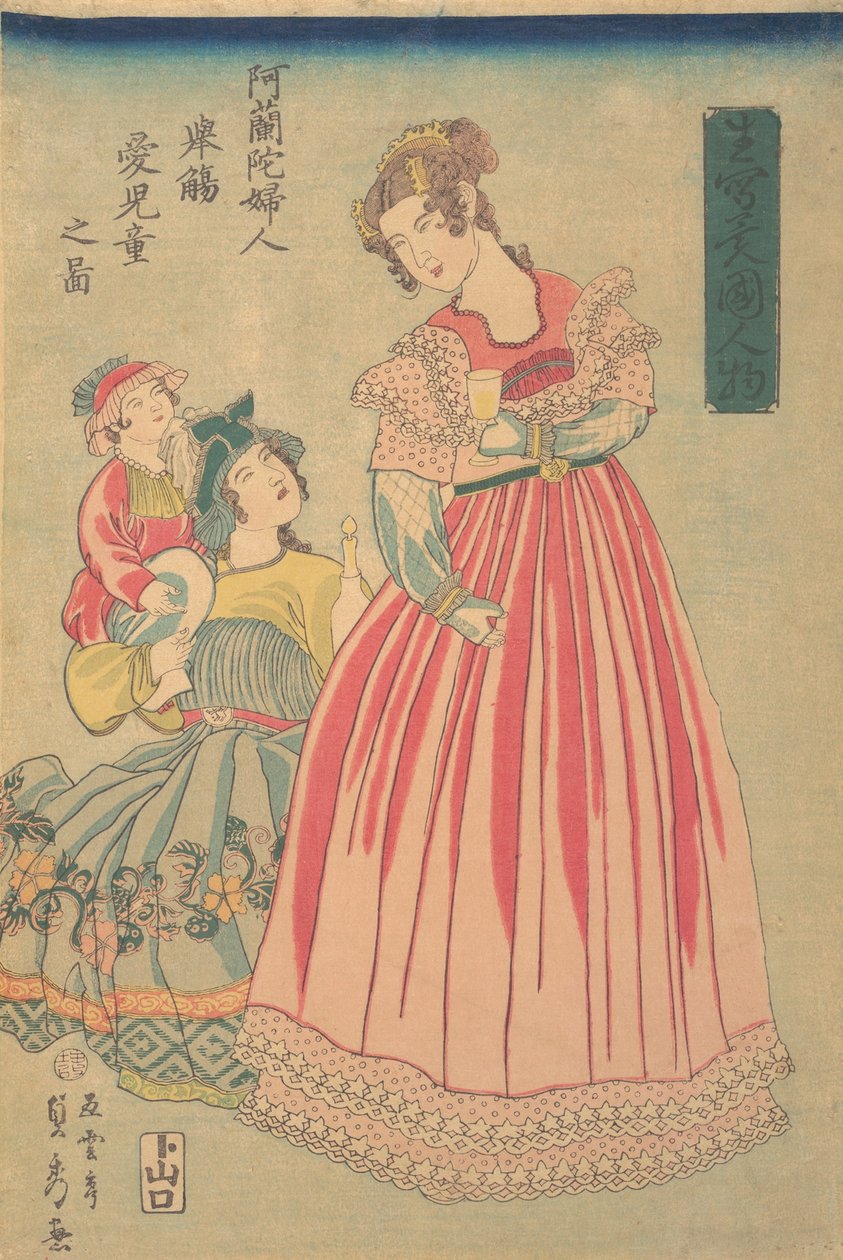 Holenderka i dziecko, 1860. autorstwa Sadahide Utagawa
