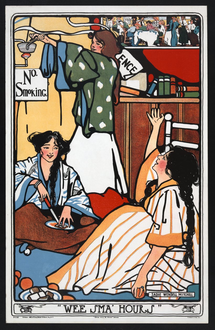 Wee Sma Hours z wydawnictwa Girls will be Girls. ok. 1909 autorstwa Sadie Wendell Mitchell