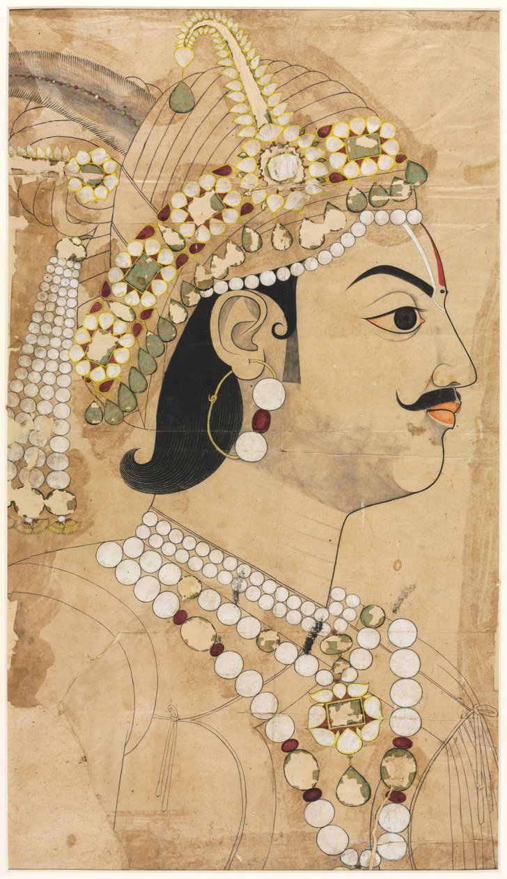 Portret Maharajy Pratapa Singha 1764-1803, ok. 1930 r. 1793. autorstwa Sahib Ram