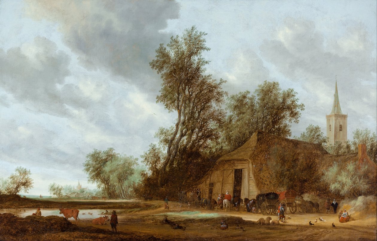 Postój w karczmie autorstwa Salomon van Ruisdael or Ruysdael