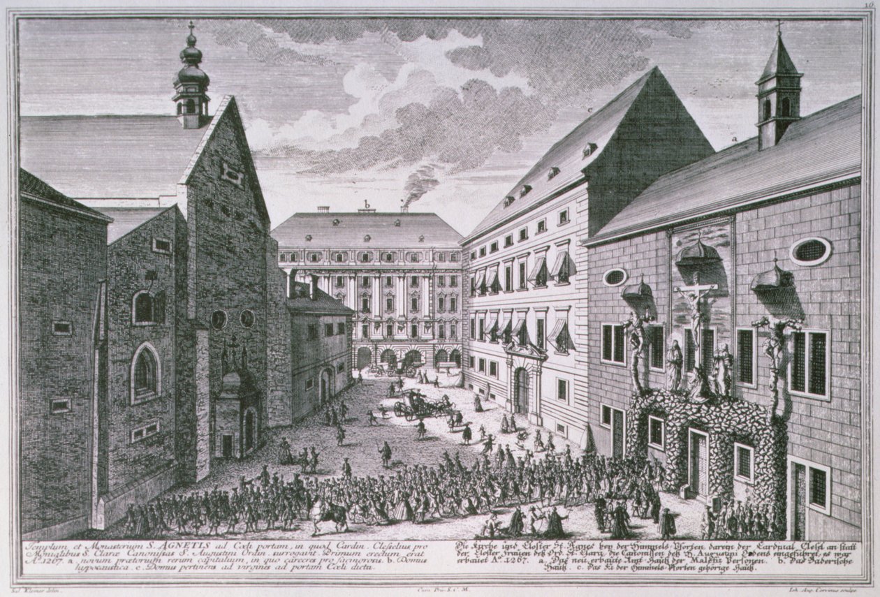 Widok kościoła św. Agnieszki w Wiedniu wyryty przez Jana Augusta Korwina (1683-1738) autorstwa Salomon after Kleiner