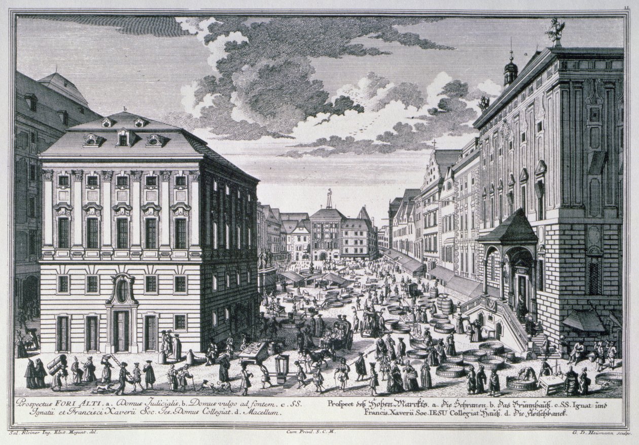 Widok na Wysoki Rynek, Wiedeń wyryty przez Georga-Daniela Heumanna (1691-1759) autorstwa Salomon after Kleiner