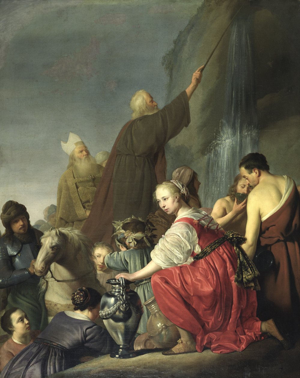 Mojżesz wybija wodę ze skały autorstwa Salomon de Coninch