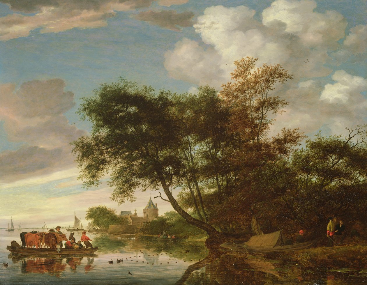 Wiejski krajobraz rzeczny autorstwa Salomon van Ruisdael or Ruysdael