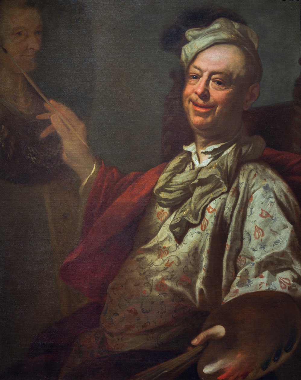 Autoportret artysty przy sztalugach, ok. 1690 (olej na płótnie) autorstwa Salomon Adler