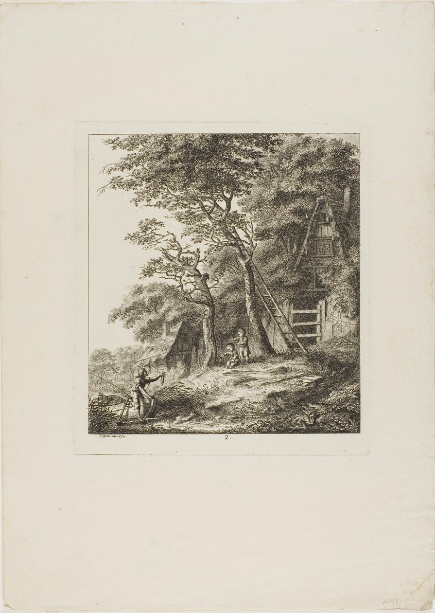 Rybacy z dziećmi, płyta druga z Paysages Dédiés à M. Warelet autorstwa Salomon Gessner