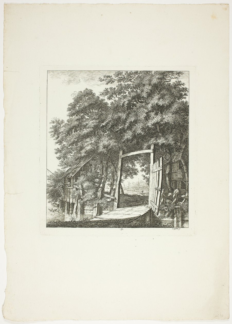 Wędkowanie z okna, płyta trzecia z Paysages Dédiés à M. Warelet autorstwa Salomon Gessner