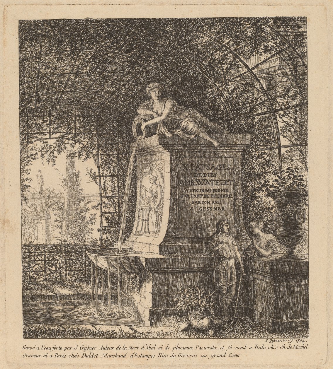 Fontanna w altanie, 1764. autorstwa Salomon Gessner