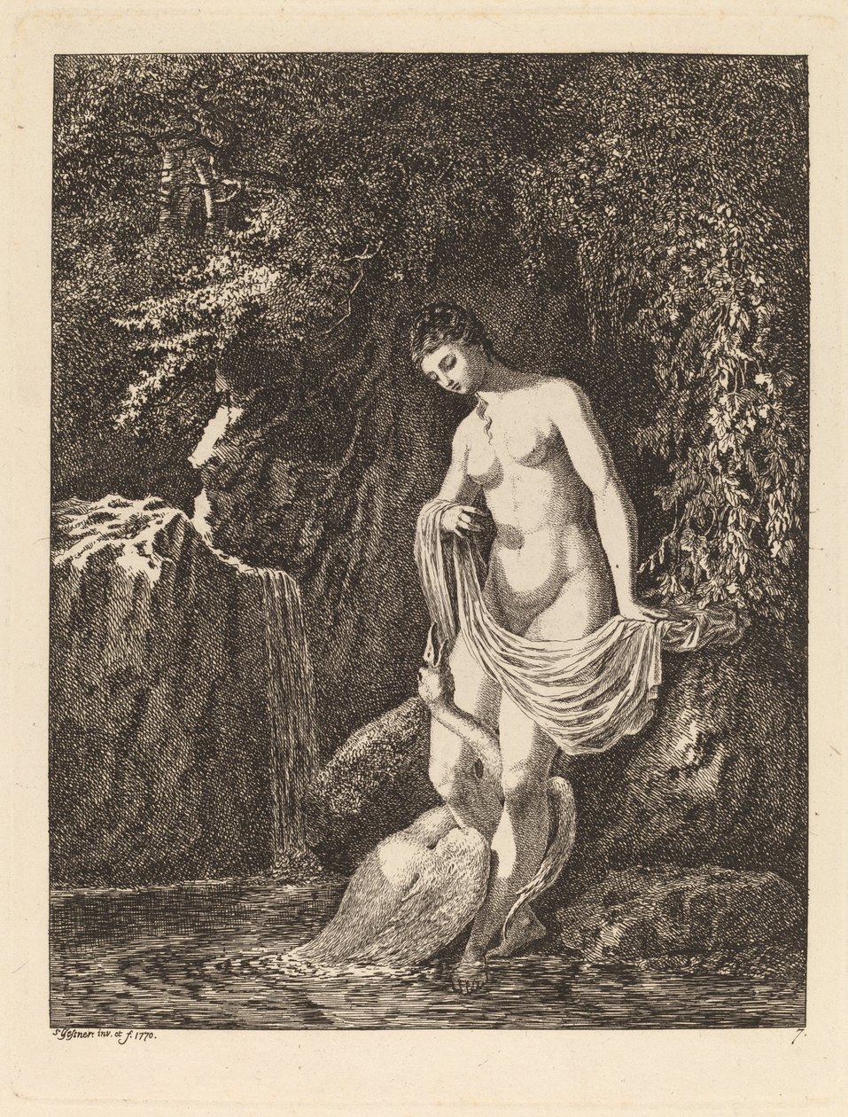 Leda i łabędź autorstwa Salomon Gessner