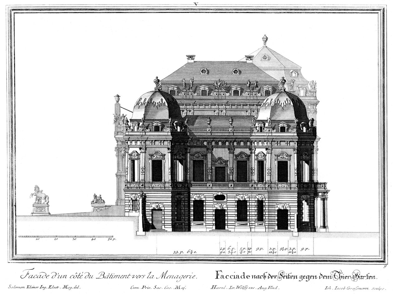 Elewacja wschodniej elewacji bocznej autorstwa Salomon Kleiner