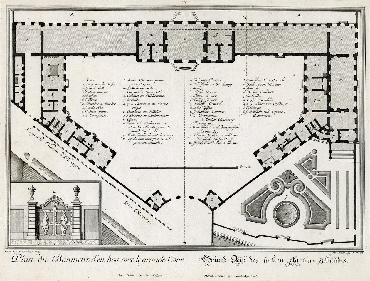 Plan piętra zamku dolnego autorstwa Salomon Kleiner