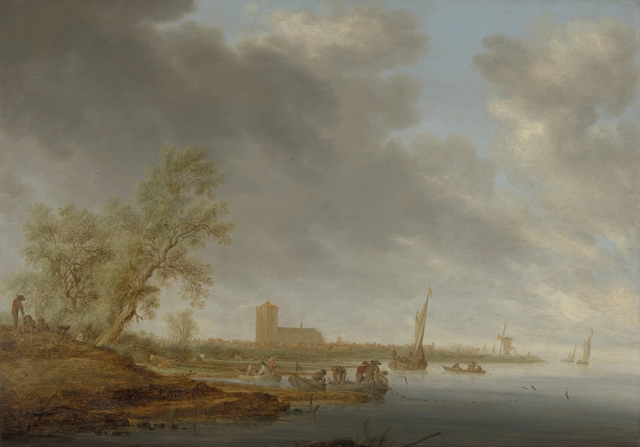 Krajobraz rzeczny z widokiem na Naarden, 1642. autorstwa Salomon Ruysdael