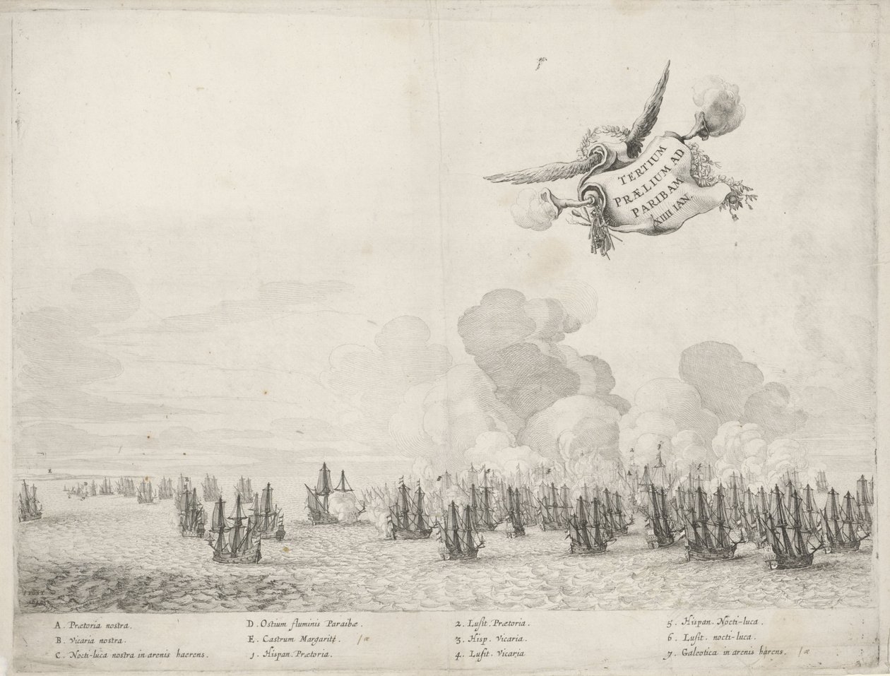 Trzecia bitwa z flotą portugalską pod Paraiba, 1640 autorstwa Salomon Savery