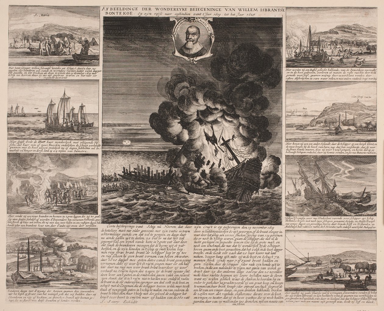 Strona tytułowa ilustrująca podróż Willema Isbrandtse Bontekoe do Indii Wschodnich autorstwa Salomon Savery