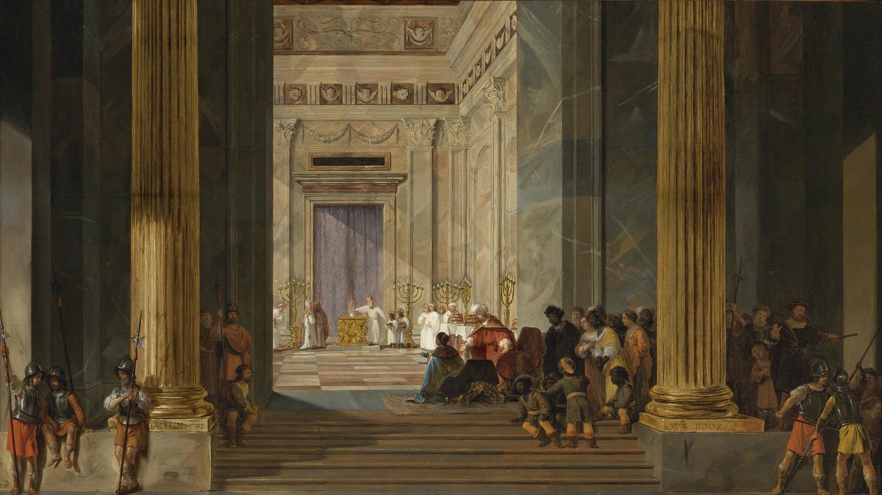Królowa Saby przed świątynią króla Salomona w Jerozolimie, ok. 1630-1634 autorstwa Salomon de Bray