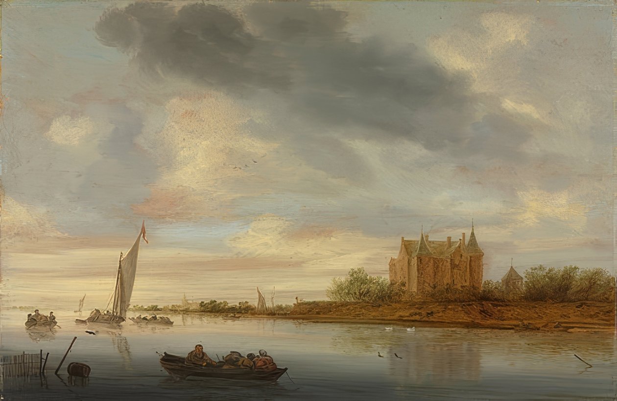 Zamek na rzece. 1644 autorstwa Salomon van Ruisdael or Ruysdael