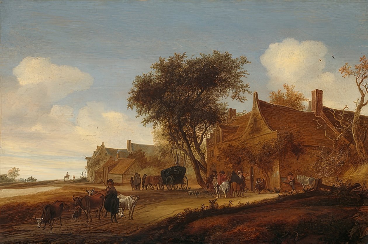 Wiejska karczma z dyliżansem. 1655 autorstwa Salomon van Ruisdael or Ruysdael