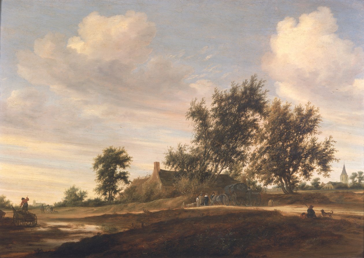 Rozległy zalesiony krajobraz autorstwa Salomon van Ruisdael or Ruysdael