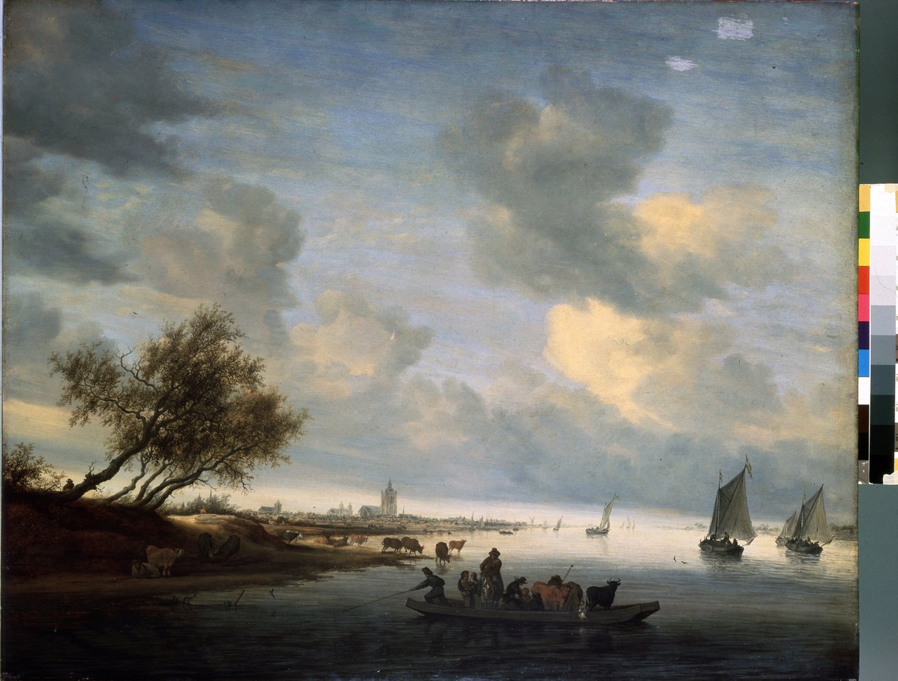 Prom do Arnhem (Prom do Arnhem) (Pays Bas). Peinture de Salomon Jacobsz (Jacob) Van Ruysdael (Ruisdael) (1600 lub 1603-1670). Huile sur bois, 89 x 116 cm autorstwa Salomon van Ruisdael or Ruysdael