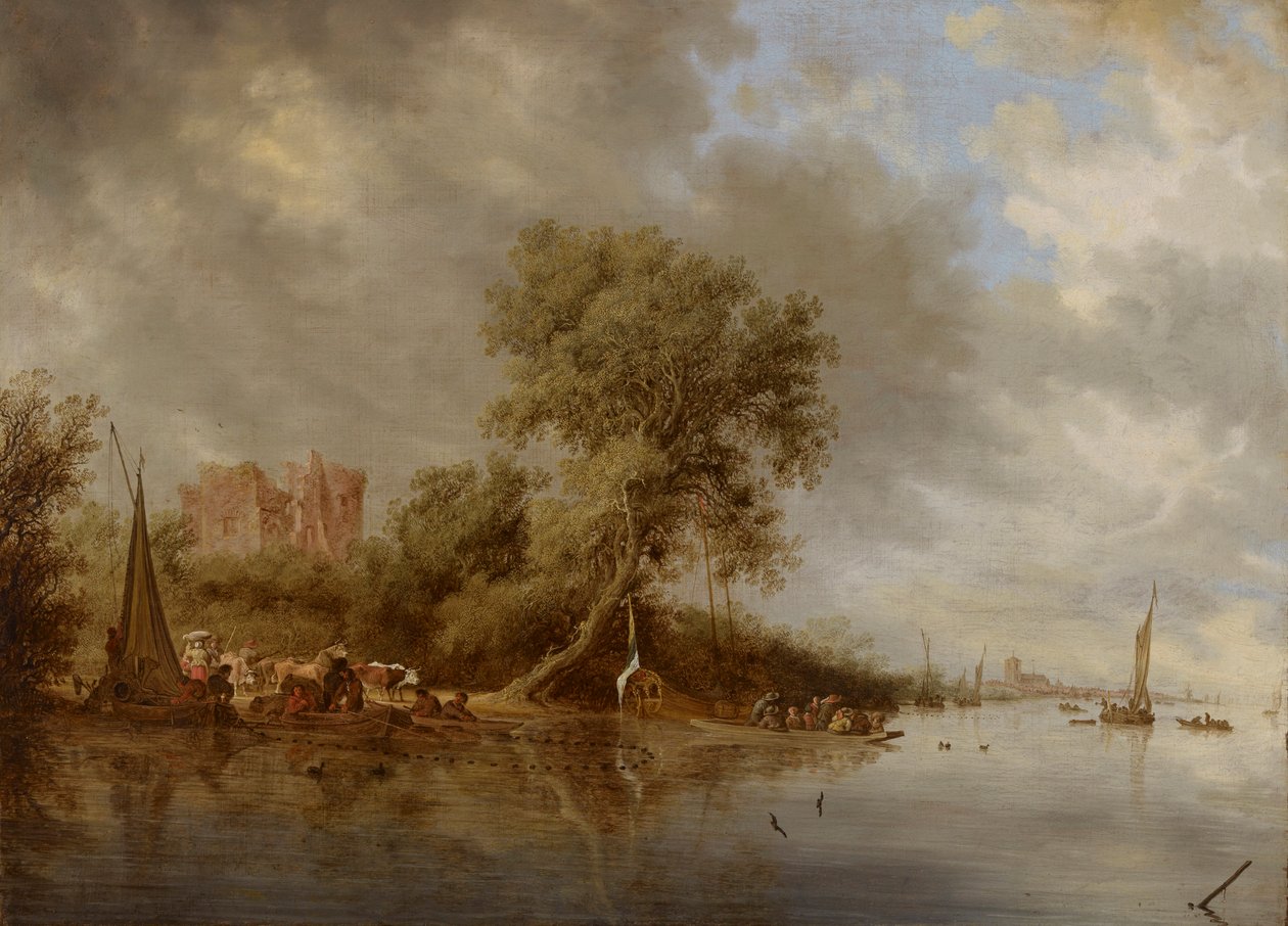 Krajobraz rzeczny z ruinami zamku Egmond , 1641. autorstwa Salomon van Ruisdael or Ruysdael