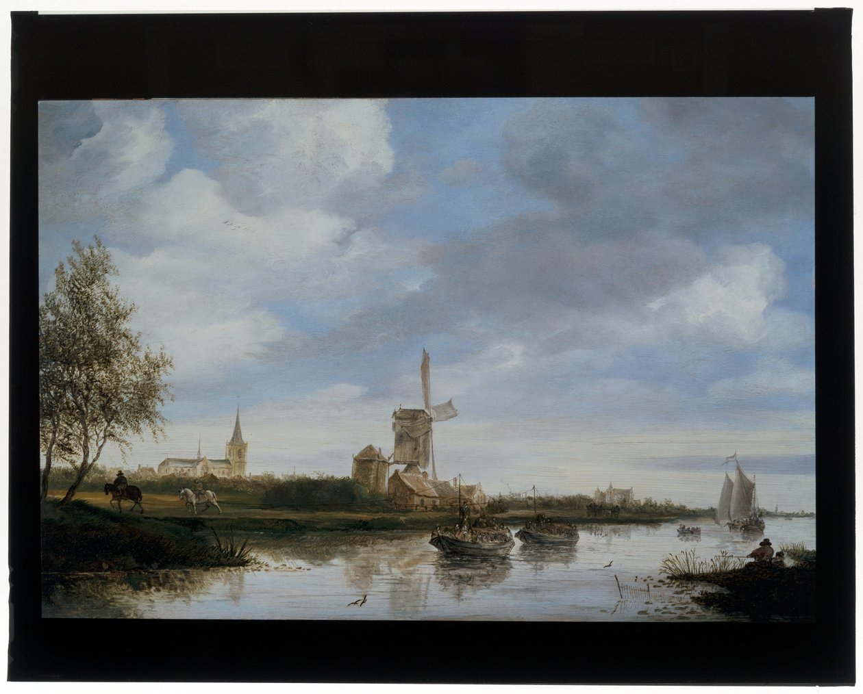 Krajobraz rzeczny z wiatrakiem autorstwa Salomon van Ruisdael or Ruysdael