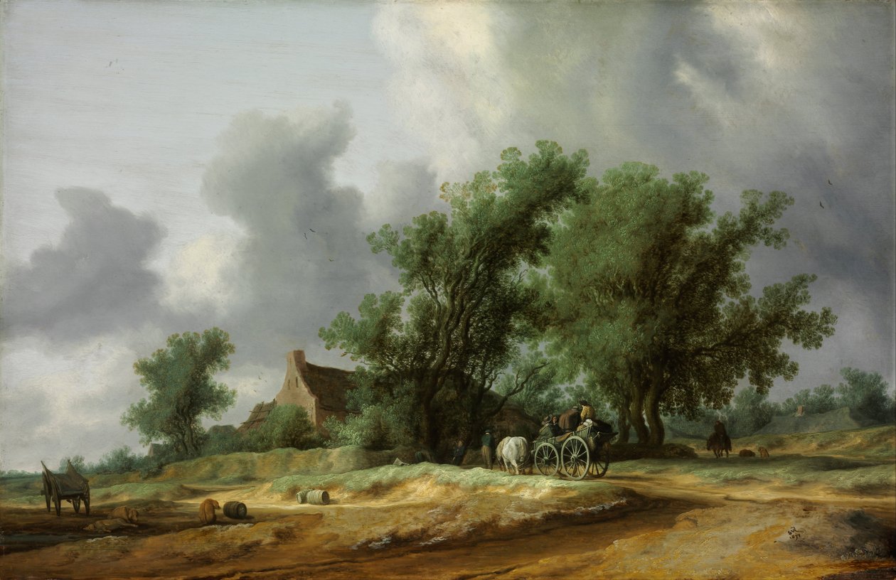 Droga po wydmach z bryczką autorstwa Salomon van Ruisdael or Ruysdael
