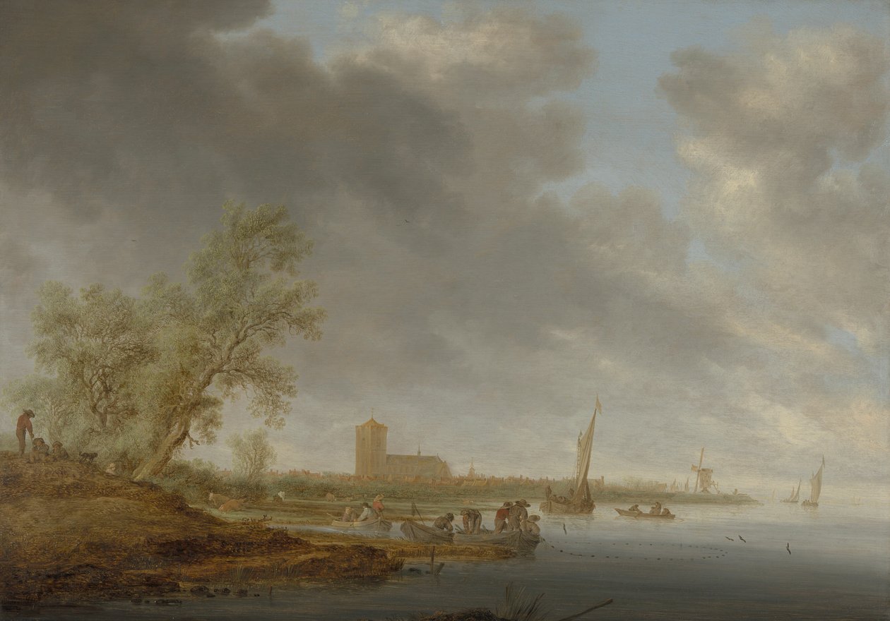 Krajobraz rzeczny z widokiem na Naarden autorstwa Salomon van Ruysdael