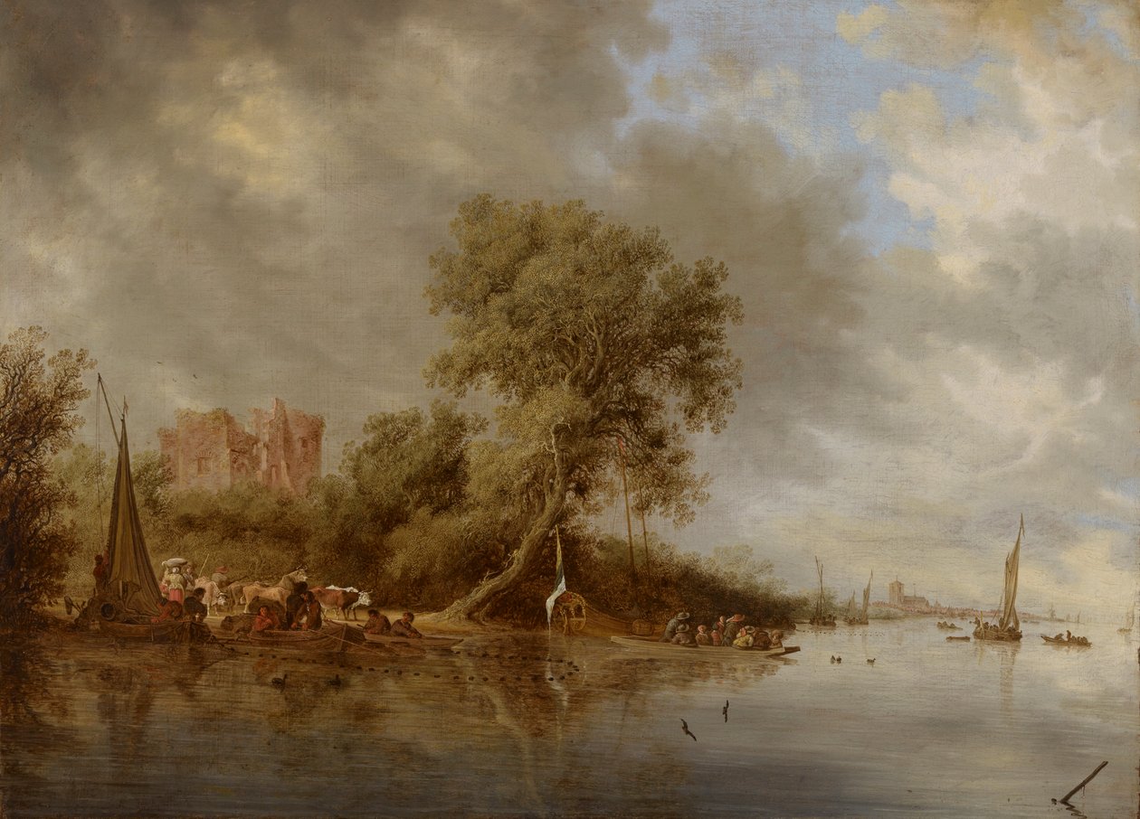 Krajobraz rzeczny z ruinami zamku Egmond autorstwa Salomon van Ruysdael