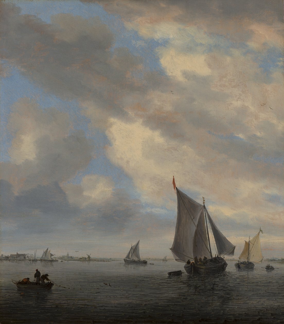 Widok jeziora z żaglowcami autorstwa Salomon van Ruysdael