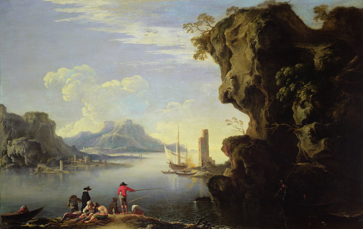 Scena przybrzeżna z rybakami autorstwa Salvator Rosa