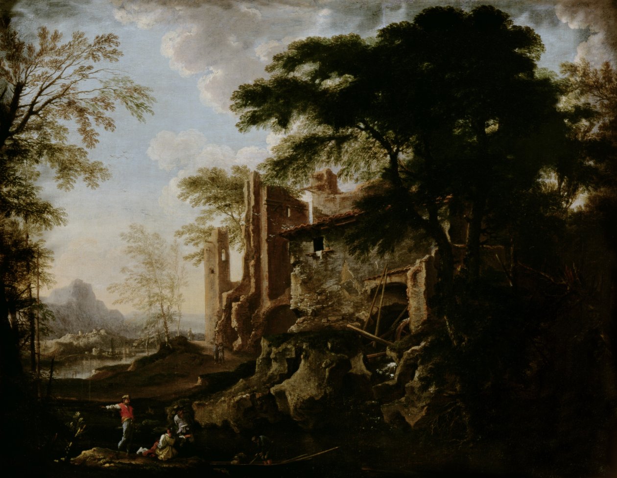 Krajobraz z młynem wodnym autorstwa Salvator Rosa