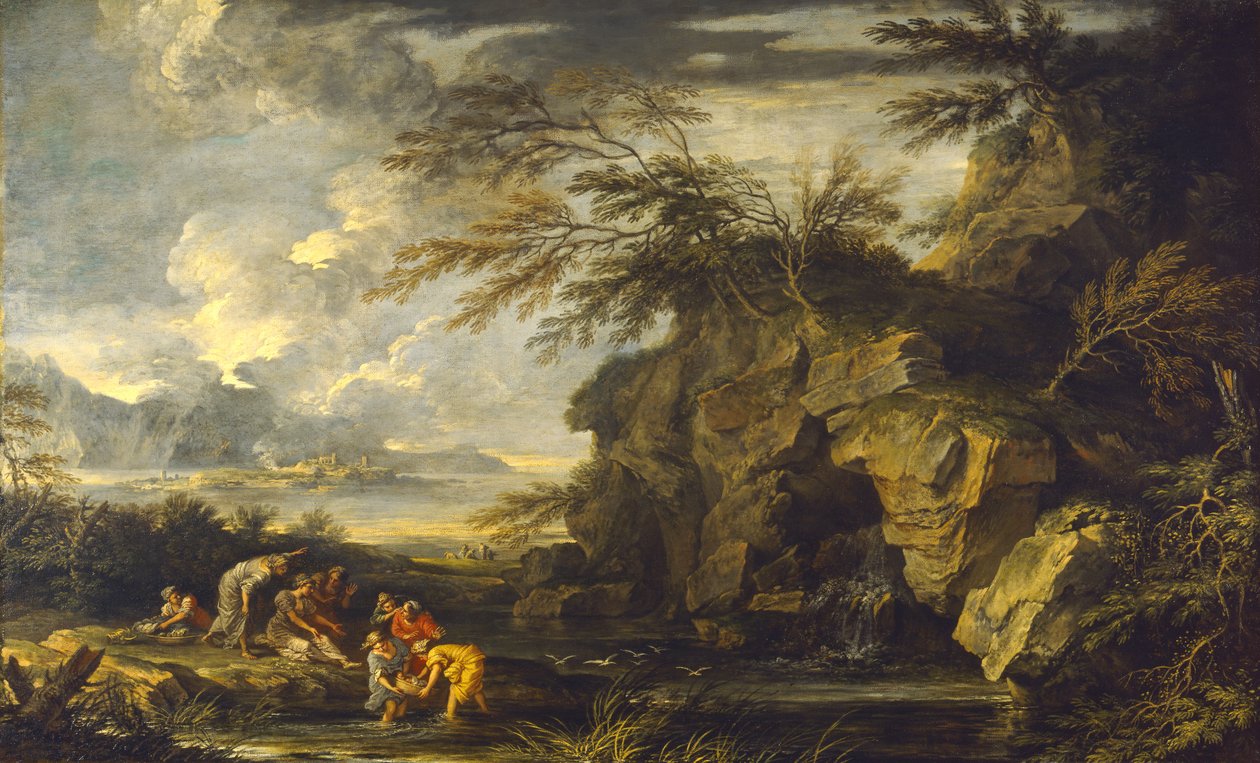 Znalezienie Mojżesza, ok. 1660-65 autorstwa Salvator Rosa