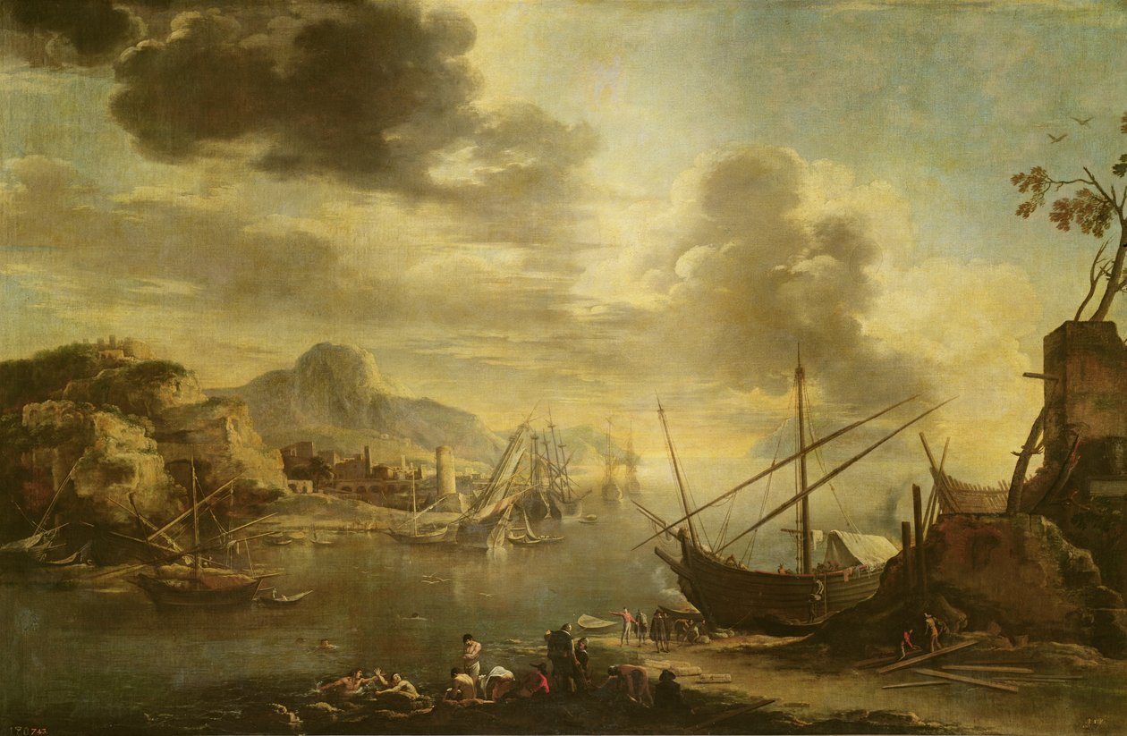 Zatoka Salerno, ok. 1640-45 autorstwa Salvator Rosa