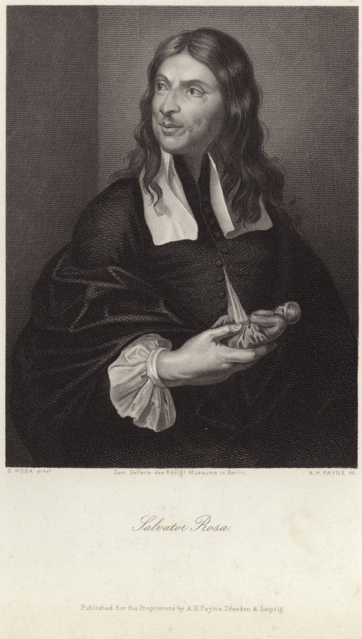 Portret Salvatora Rosy (rycina) autorstwa Salvator (after) Rosa