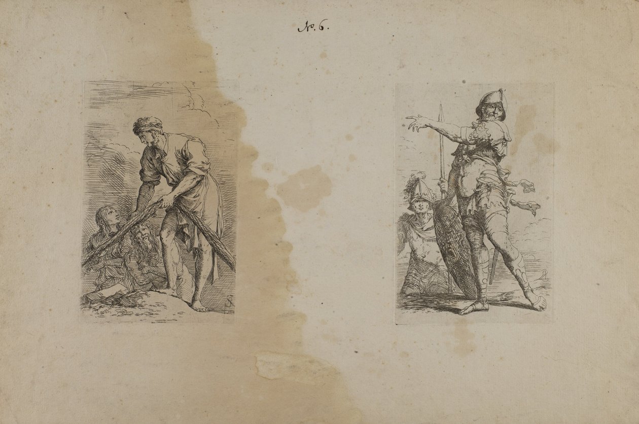 (Seria figurek) Mężczyzna trzymający ciężką linę autorstwa Salvator Rosa