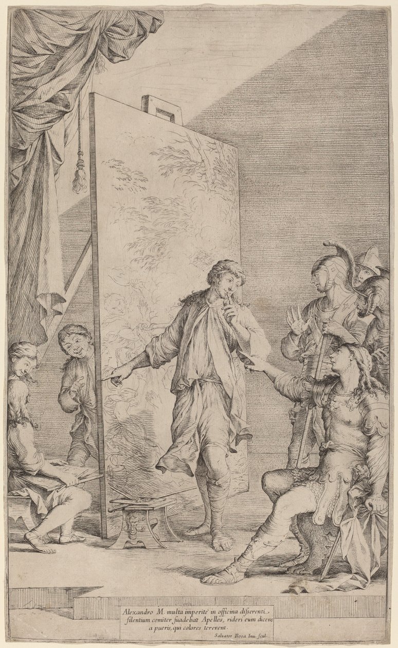 Aleksander w Pracowni Apelles autorstwa Salvator Rosa