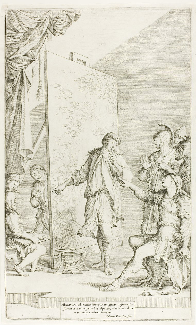 Aleksander w Pracowni Apelles autorstwa Salvator Rosa