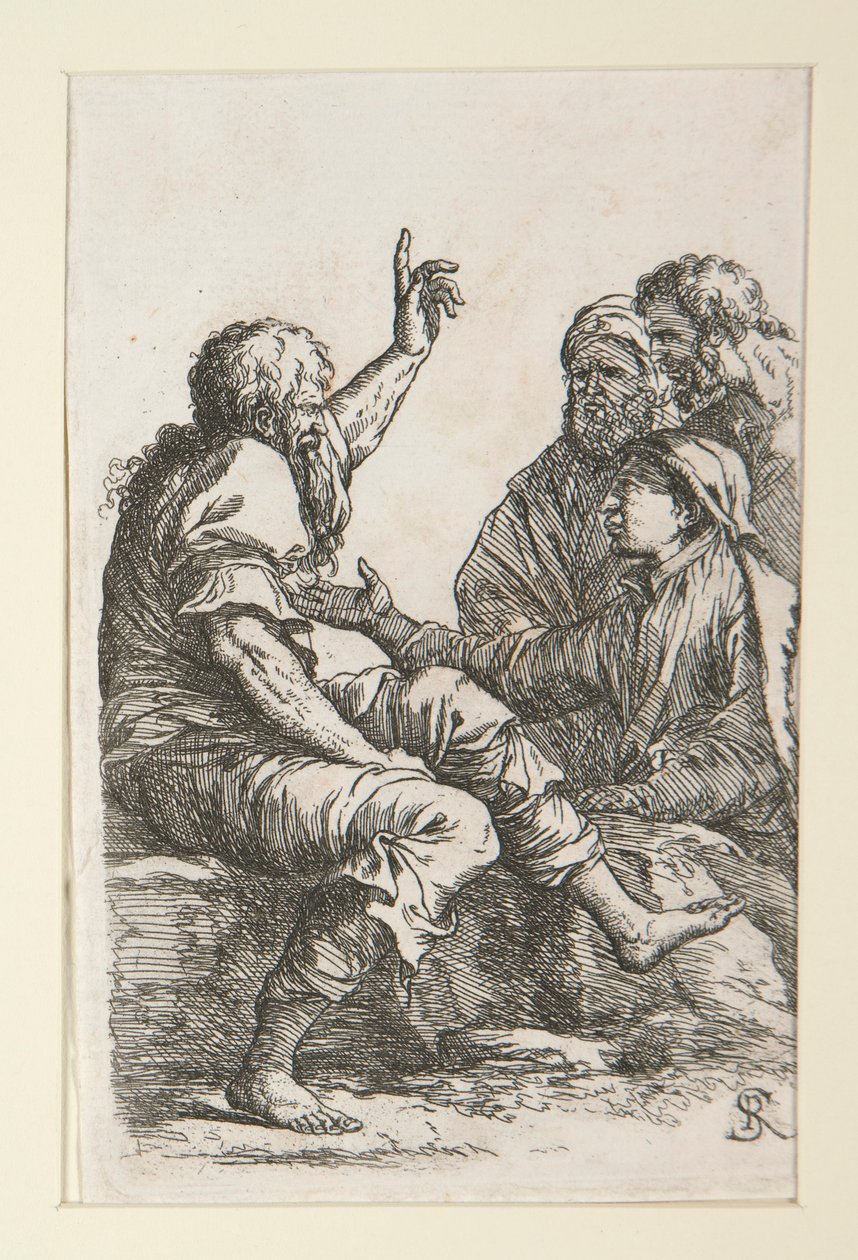 Staruszek rozmawiający z trzema mężczyznami autorstwa Salvator Rosa
