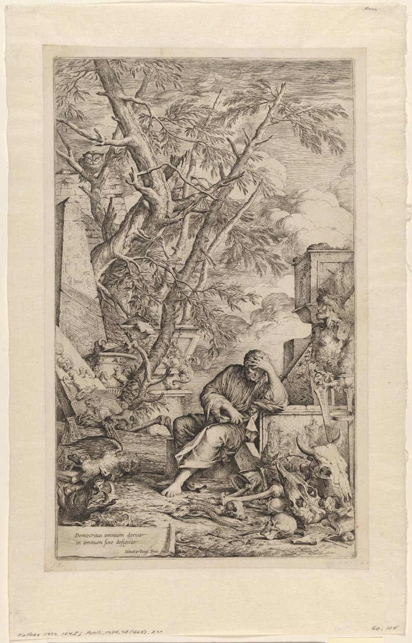 Demokryt w medytacji autorstwa Salvator Rosa
