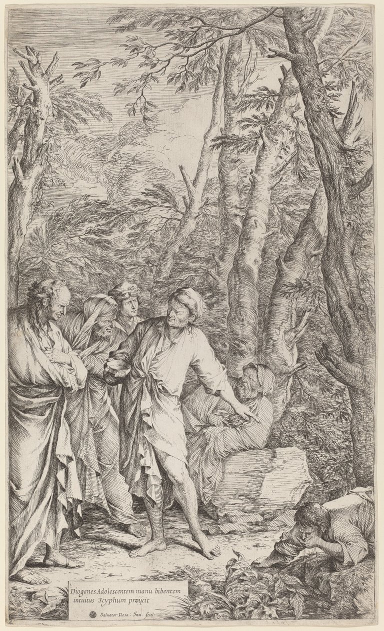 Diogenes odrzuca swoją miskę autorstwa Salvator Rosa