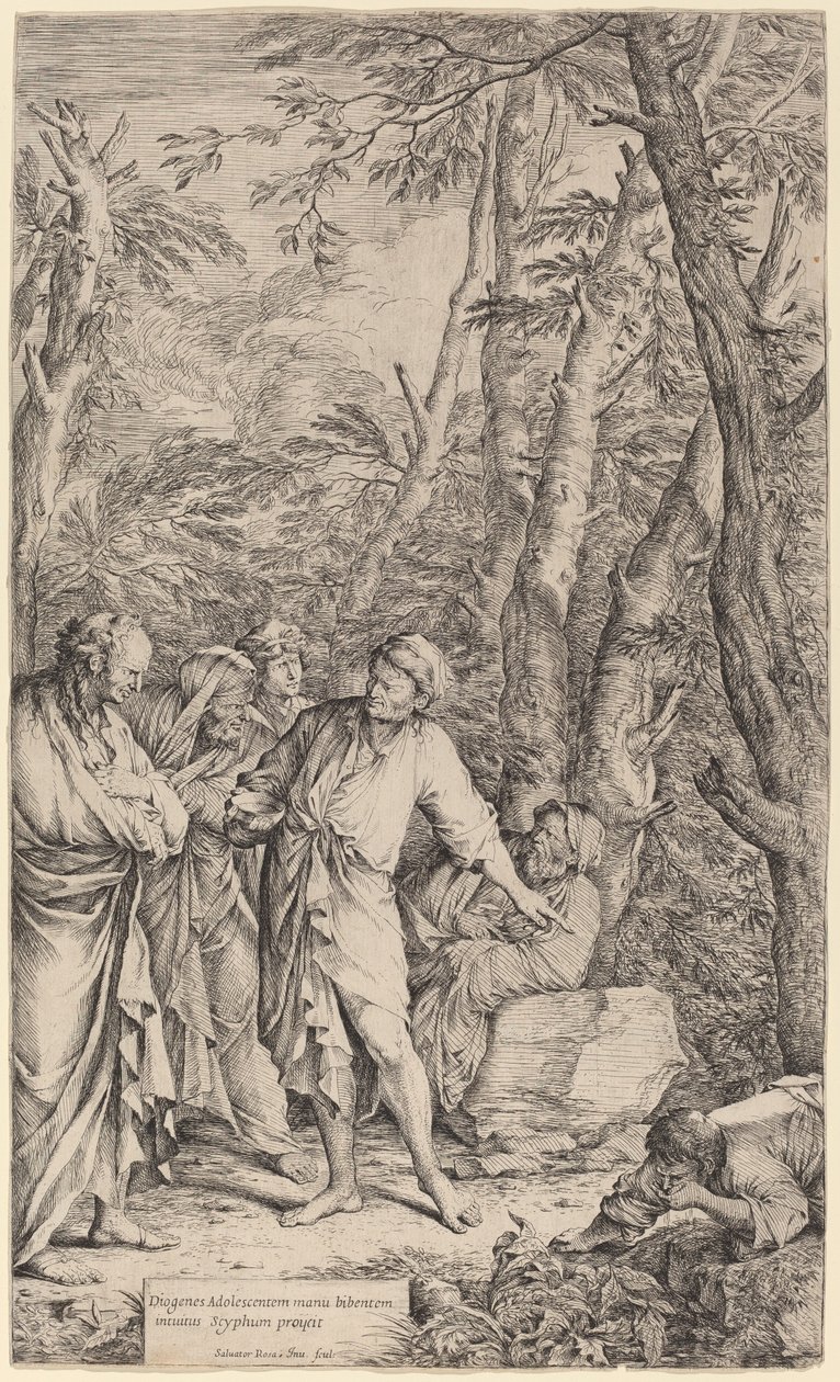 Diogenes odrzuca swoją miskę autorstwa Salvator Rosa