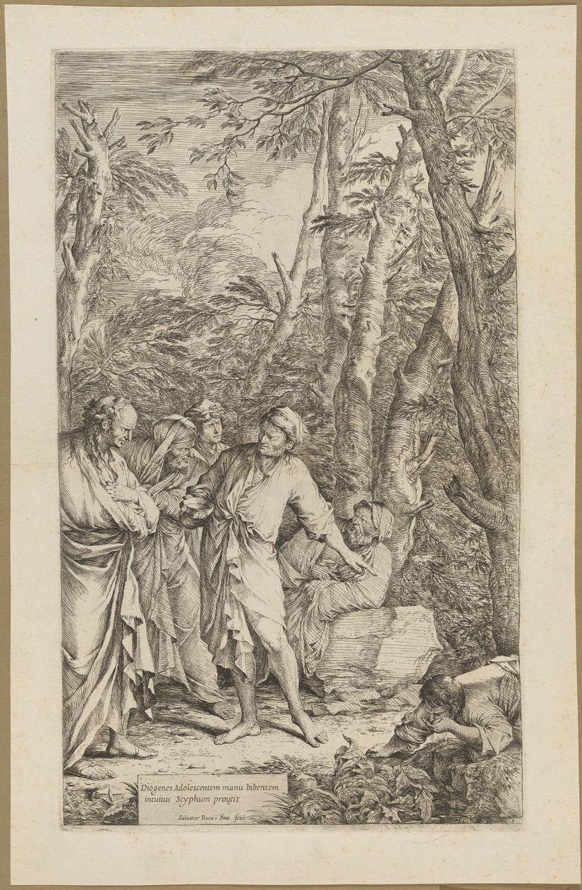 Diogenes odrzuca swoją miskę autorstwa Salvator Rosa
