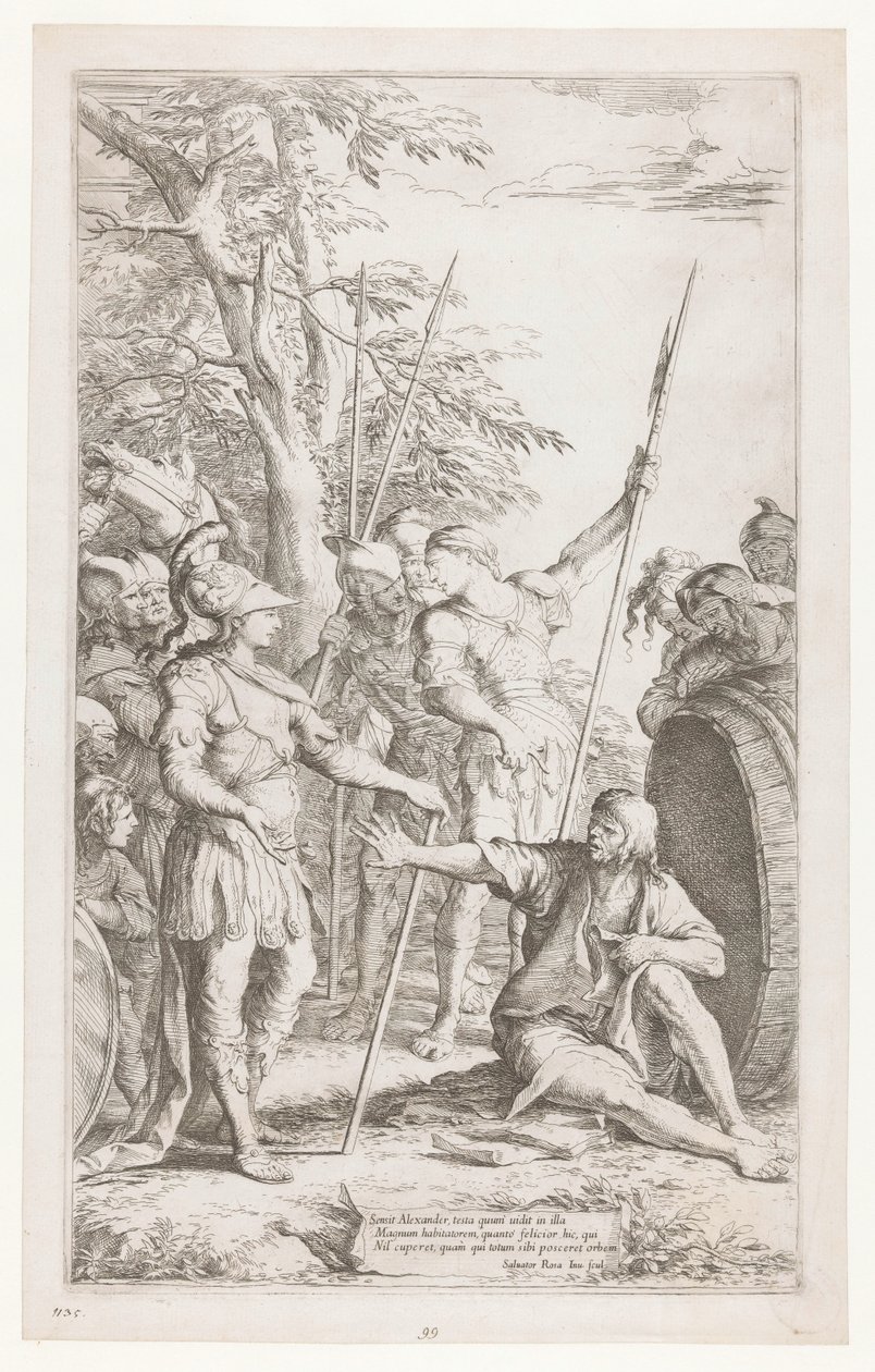 Diogenes prosi Aleksandra, aby nie stał w jego świetle autorstwa Salvator Rosa