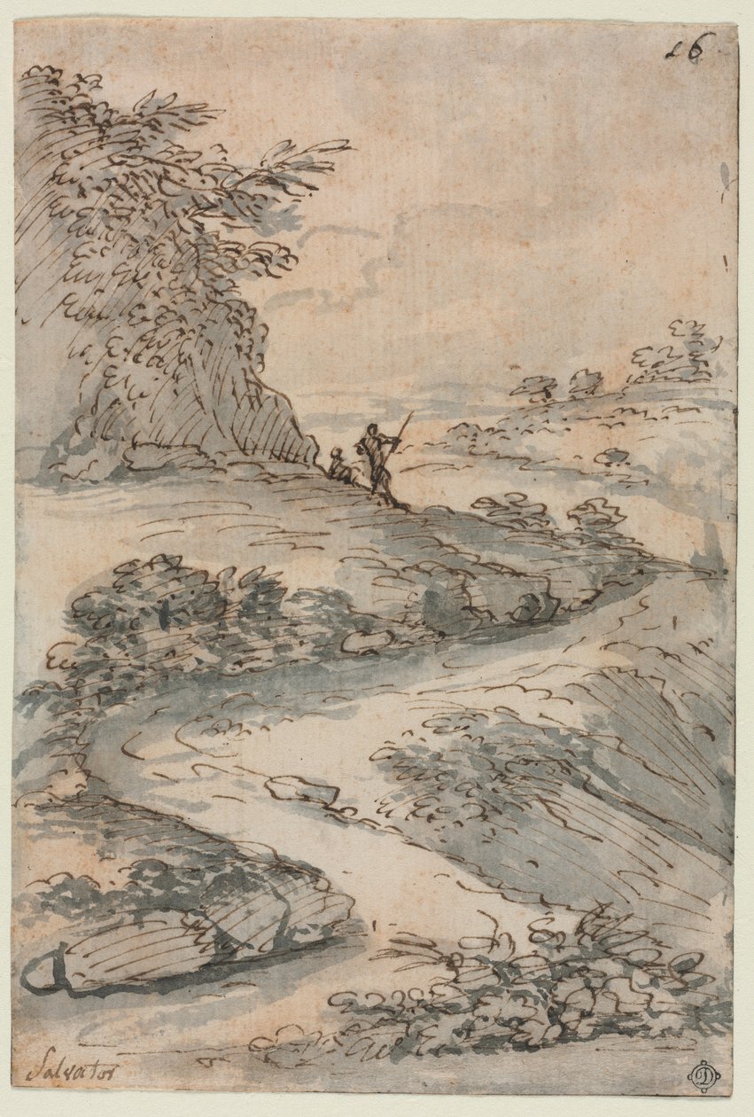 Postacie na krętej drodze autorstwa Salvator Rosa