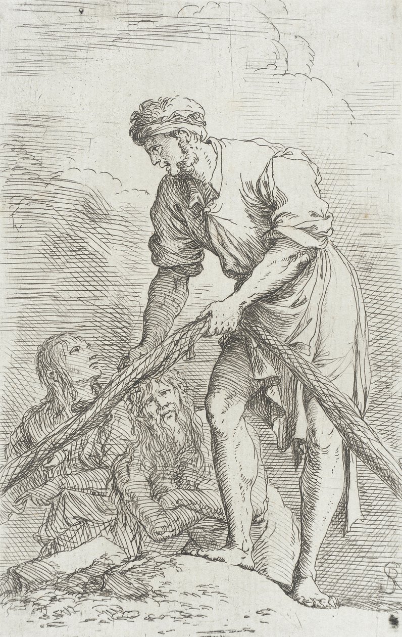 Figurka: Mężczyzna ciągnący sieć autorstwa Salvator Rosa