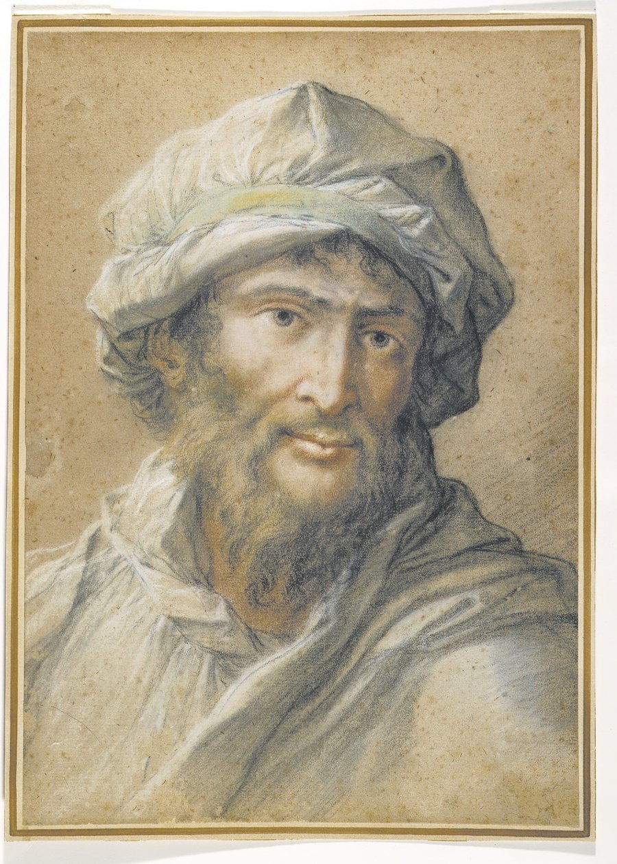 Głowa brodatego mężczyzny w turbanie autorstwa Salvator Rosa