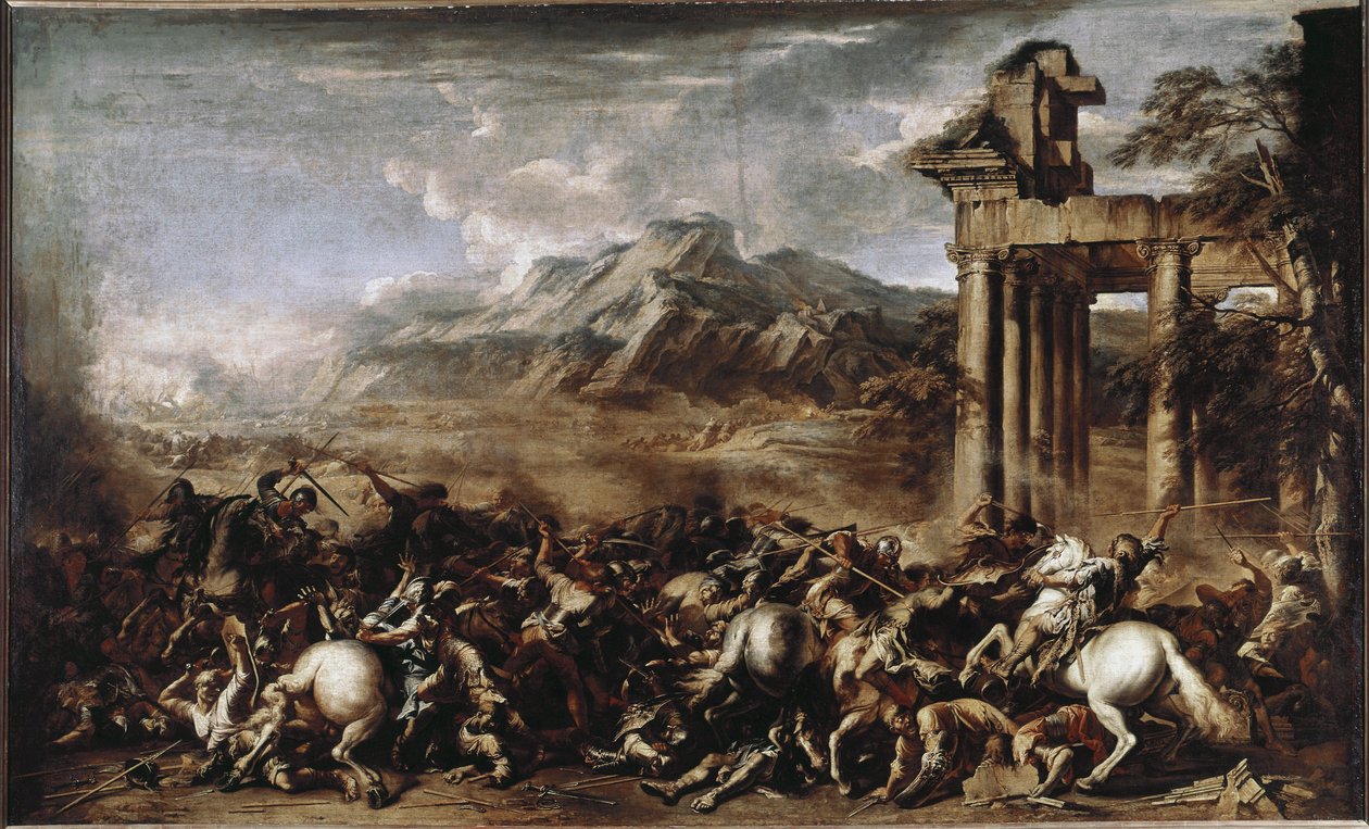 Heroiczna bitwa (olej na płótnie) autorstwa Salvator Rosa