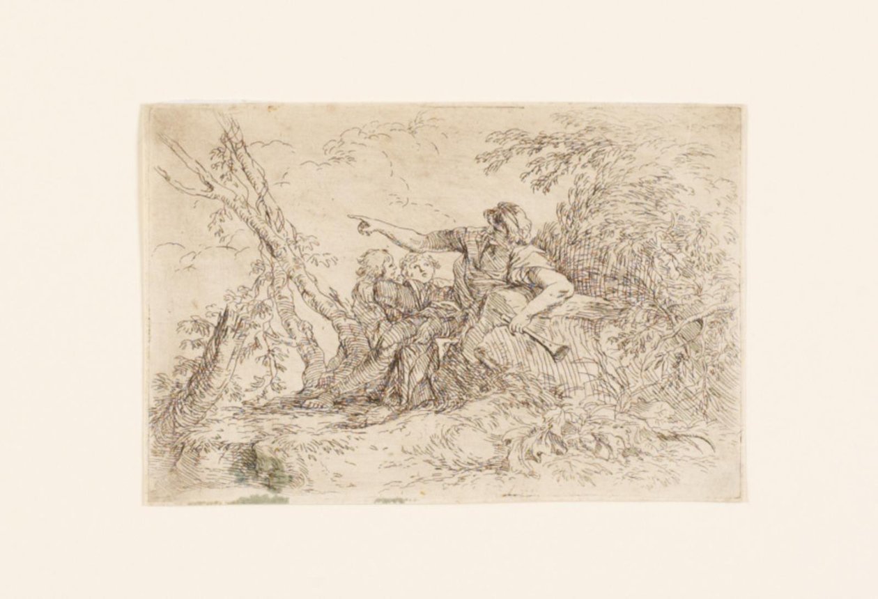 Pasterz i dwoje dzieci w krajobrazie autorstwa Salvator Rosa