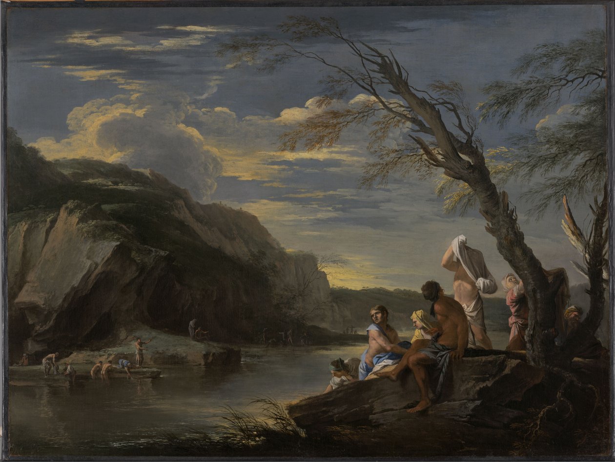 Pejzaż z kąpiącymi się autorstwa Salvator Rosa