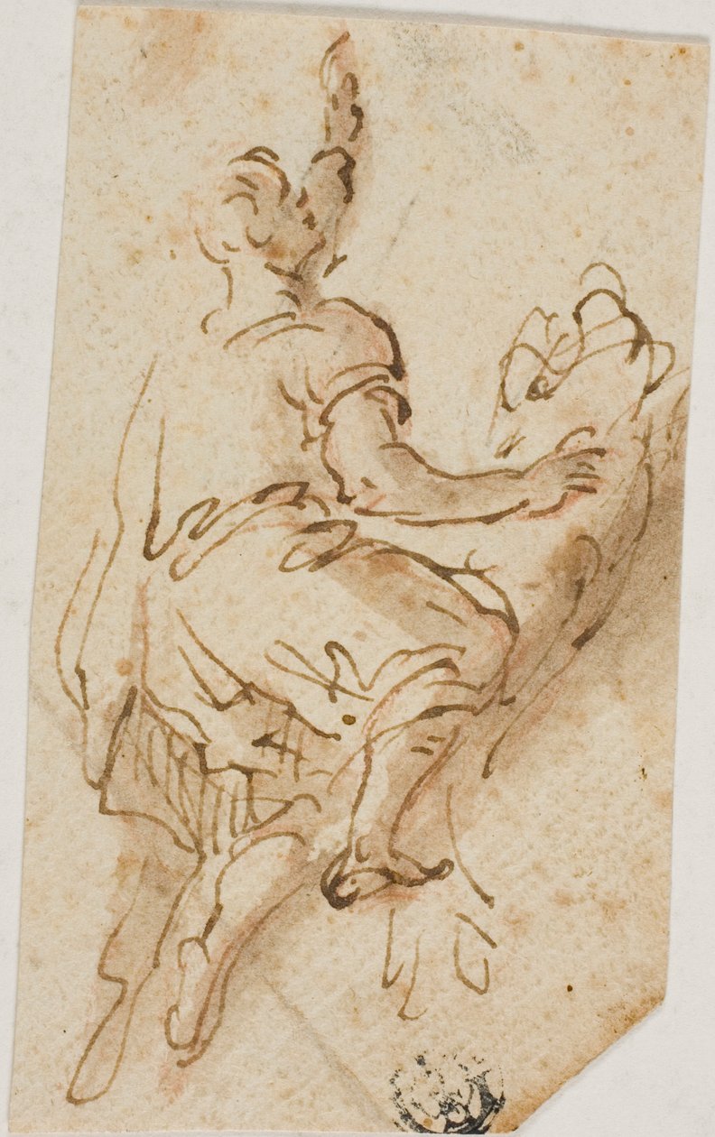 Człowiek dosiadający lwa autorstwa Salvator Rosa